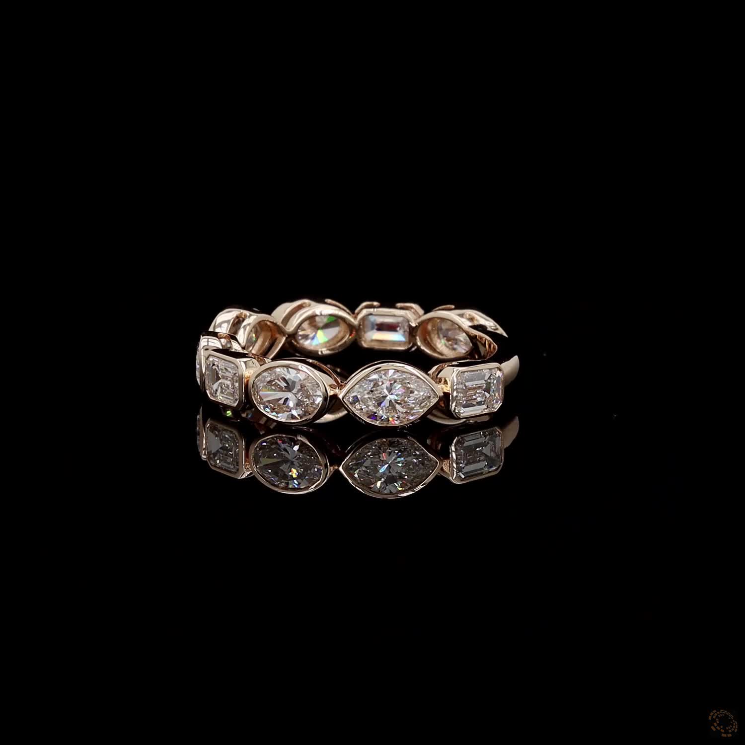 2.56 Ct Multi-Shape Bezel-Set Diamond Eternity Band / Confetti Mixed-Cut Diamond Ring