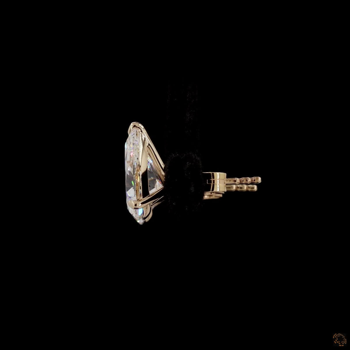 4.11 Ct Pear Cut Diamond Stud Earrings | Yellow Gold Teardrop Diamond Studs