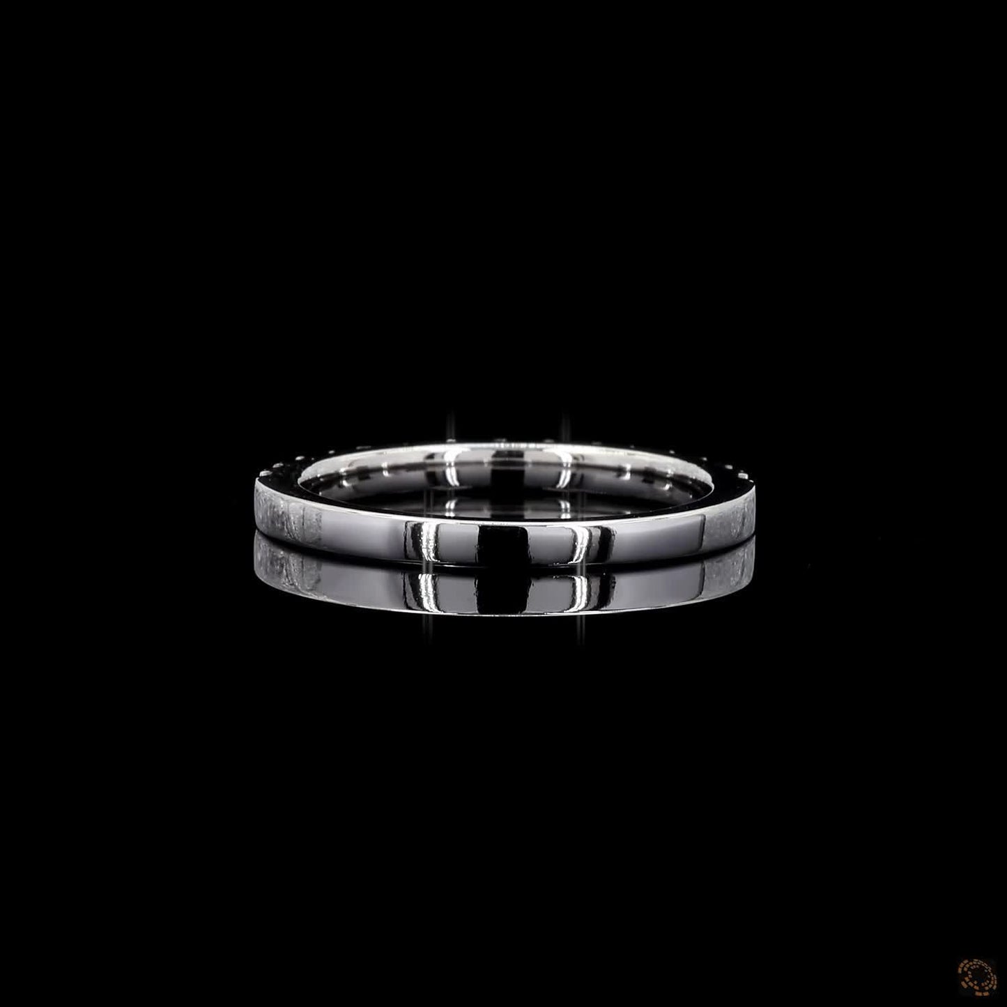 0.37 Ct Wedding Band Ring Round Real Diamond 14k White Gold Plated Silver