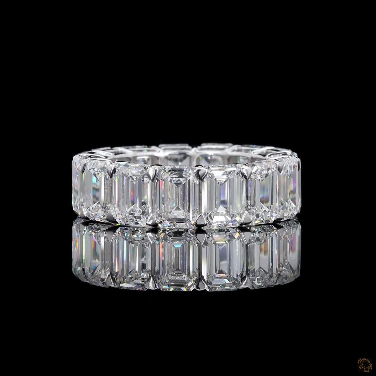 13.60 Ct Emerald Cut Diamond Eternity Band – Shared Prong Wedding Ring