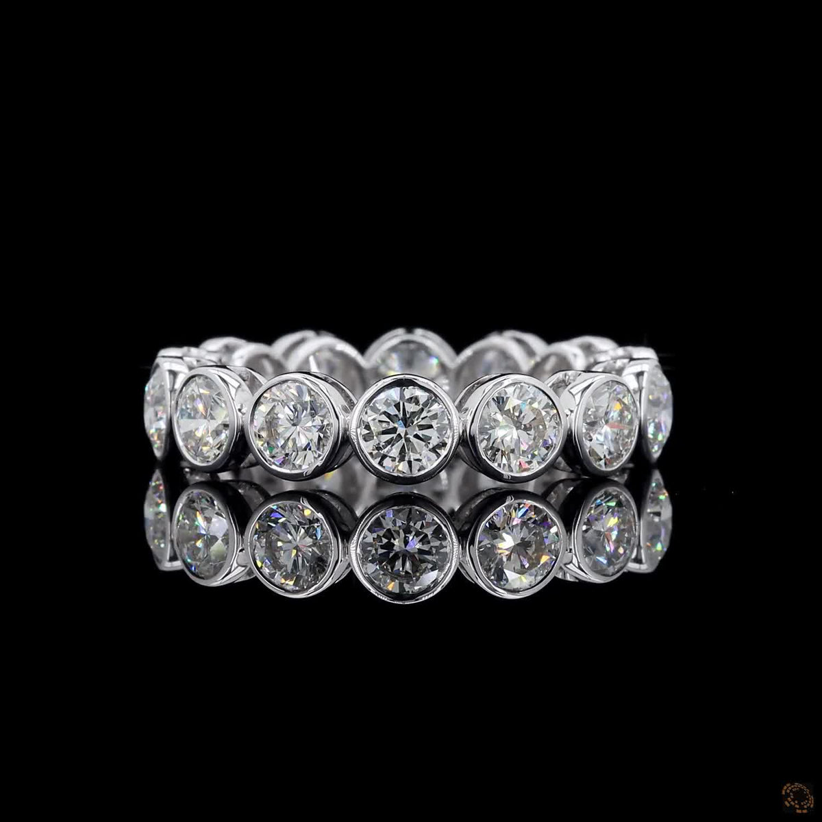 3.67 Ct Round Cut Diamond Bezel Eternity Band – 14K White Gold Floating Bezel Wedding Ring