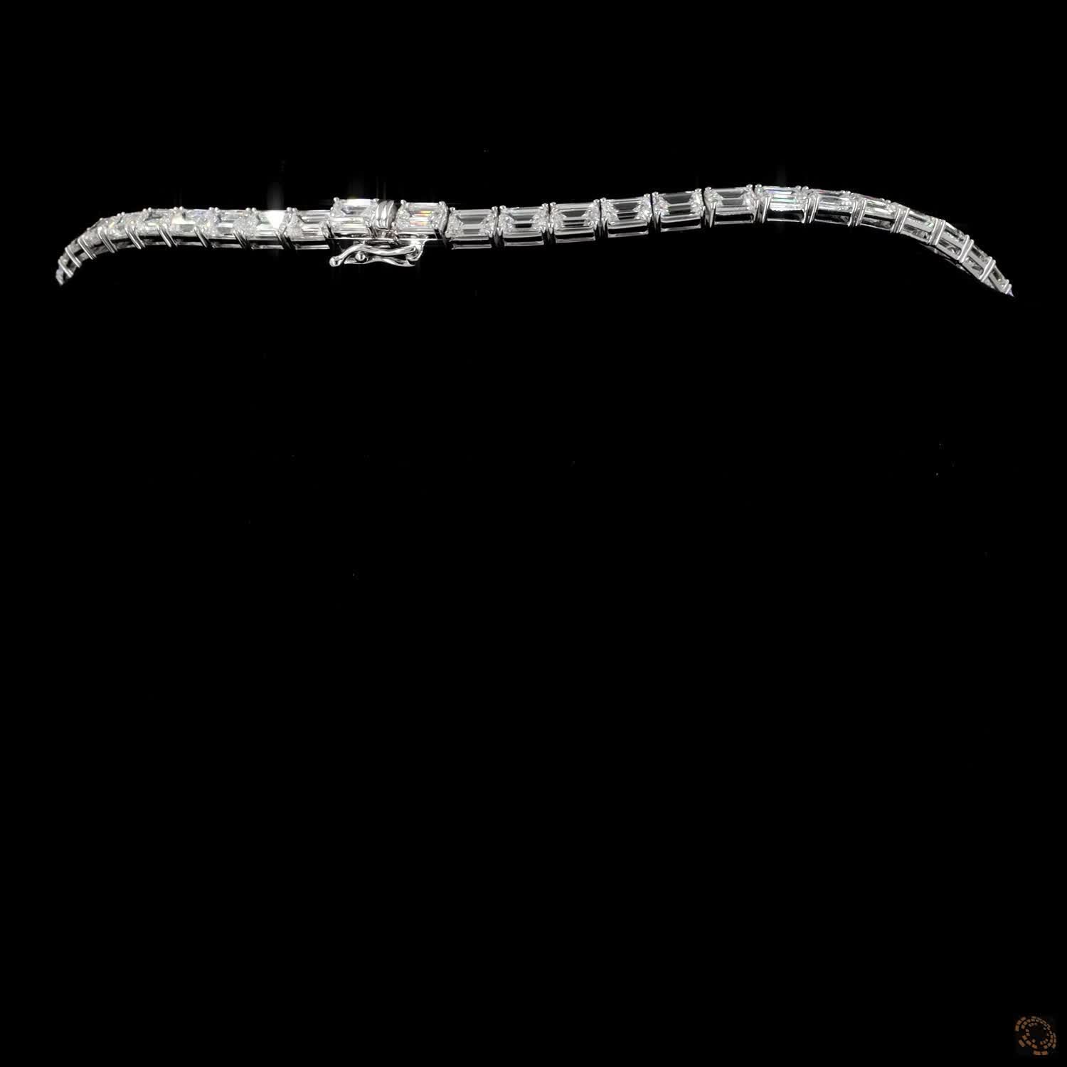 34.83 Ct Horizontal Emerald Cut Lab-Grown Diamond Eternity Tennis Necklace (Copy)