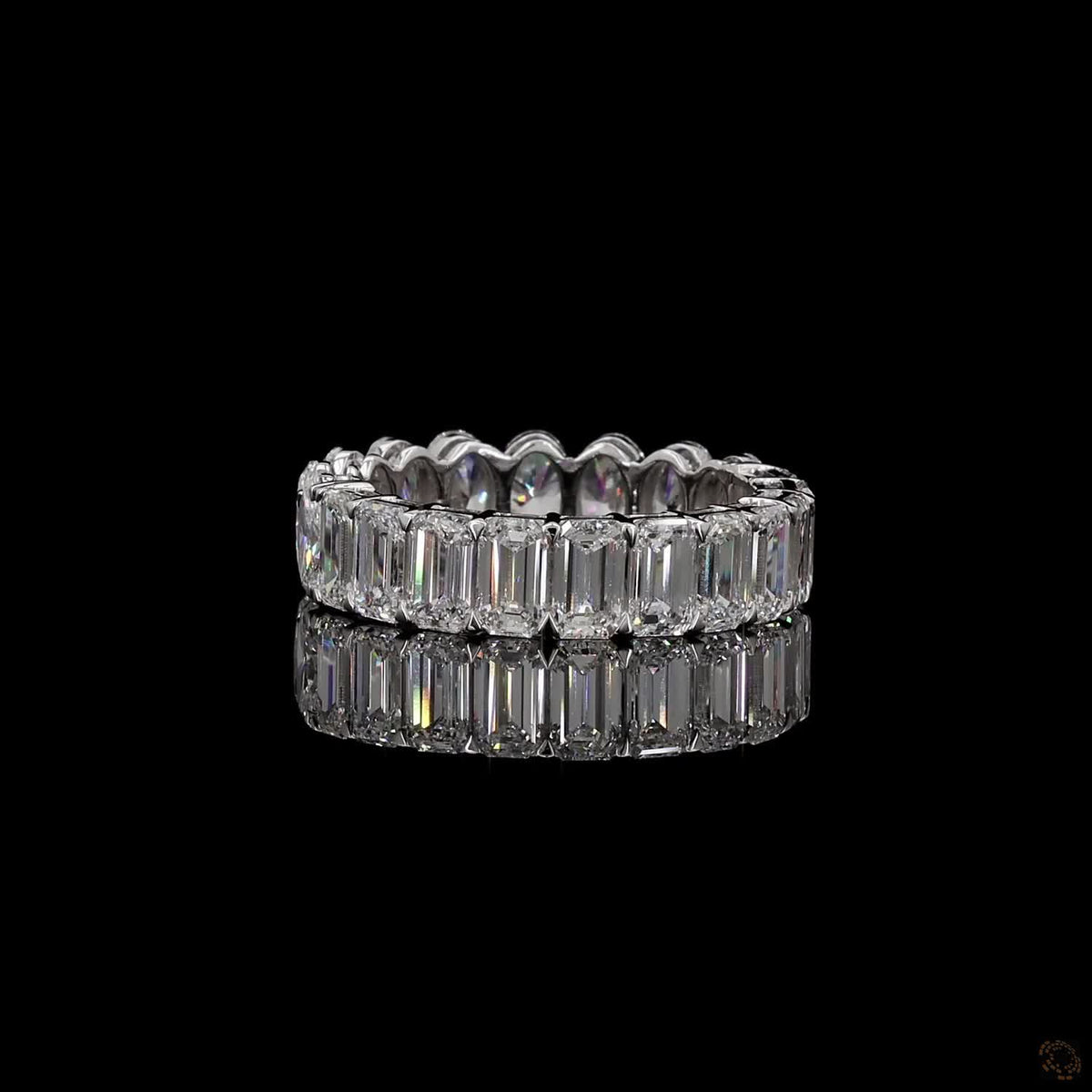 6.01 Ct Oval and Emerald Cut Diamond Band Eternity Ring, Split Style  Eternity Ring, Half Oval Half Emerald Diamond Band