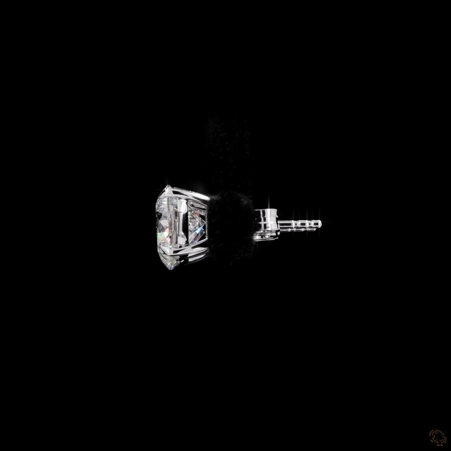 4.10 Ct Classic Round Cut Diamond Solitaire Stud Earrings in 14K White Gold | 4-Prong Basket Setting with Friction Backs
