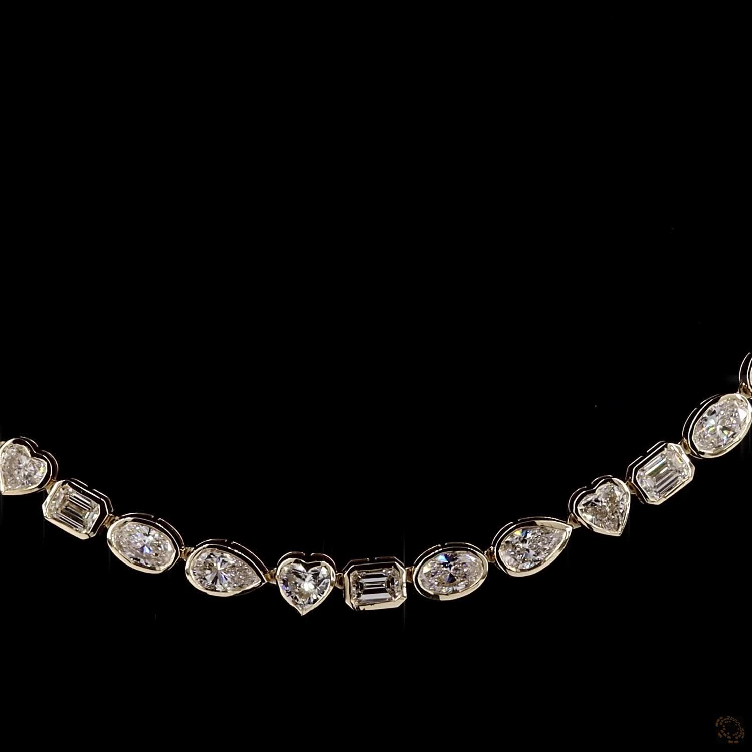 8.83 Ct Multi-Shape Bezel-Set Lab-Grown Diamond Tennis Necklace in 14K Yellow Gold