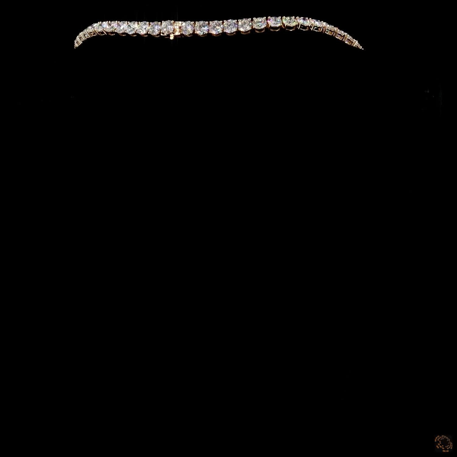 73.58 Ct Single Row Graduated Round Cut Diamond Rose Gold Tennis Chain