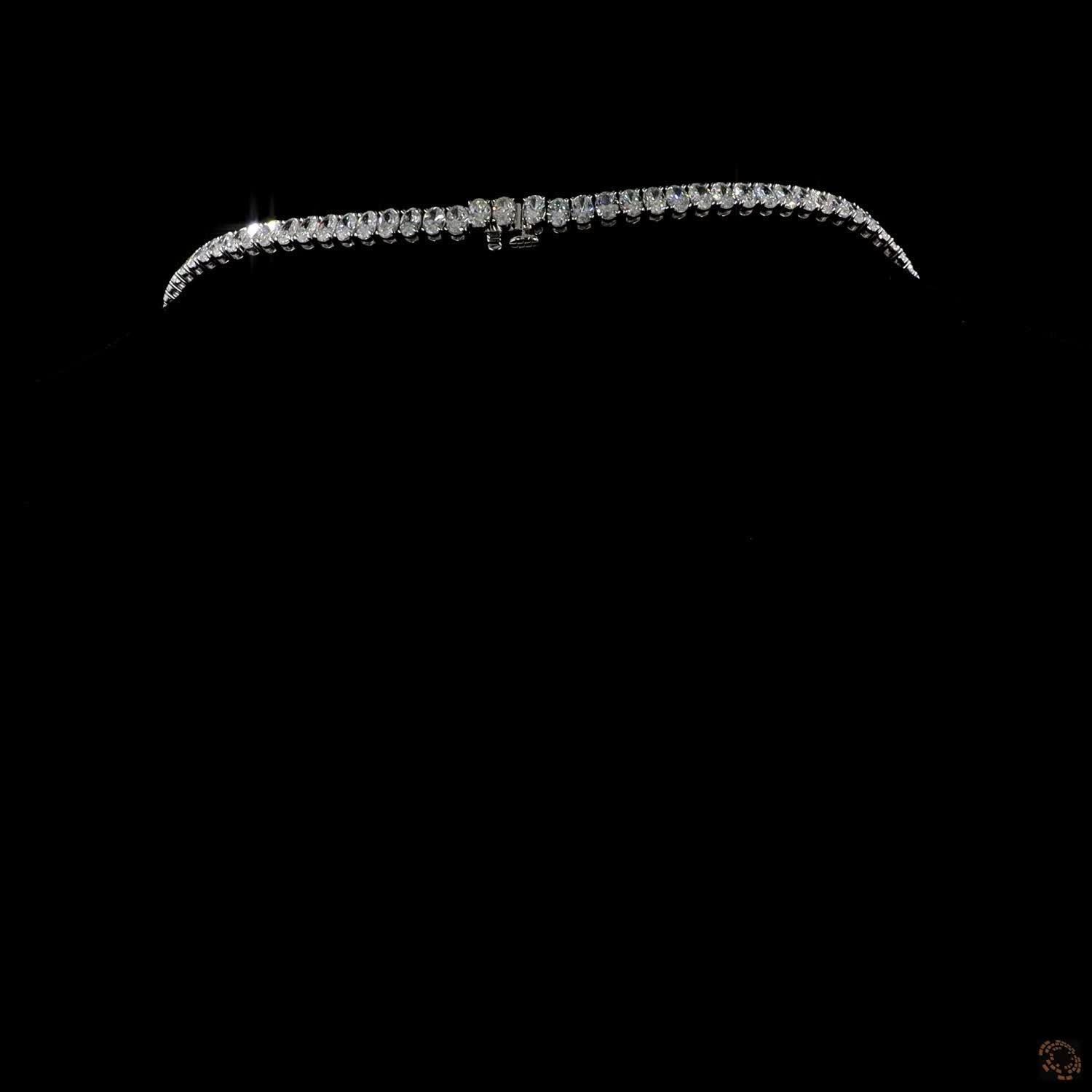 33.89 Ct Oval Cut Graduated Diamond Tennis Necklace in 14K White Gold