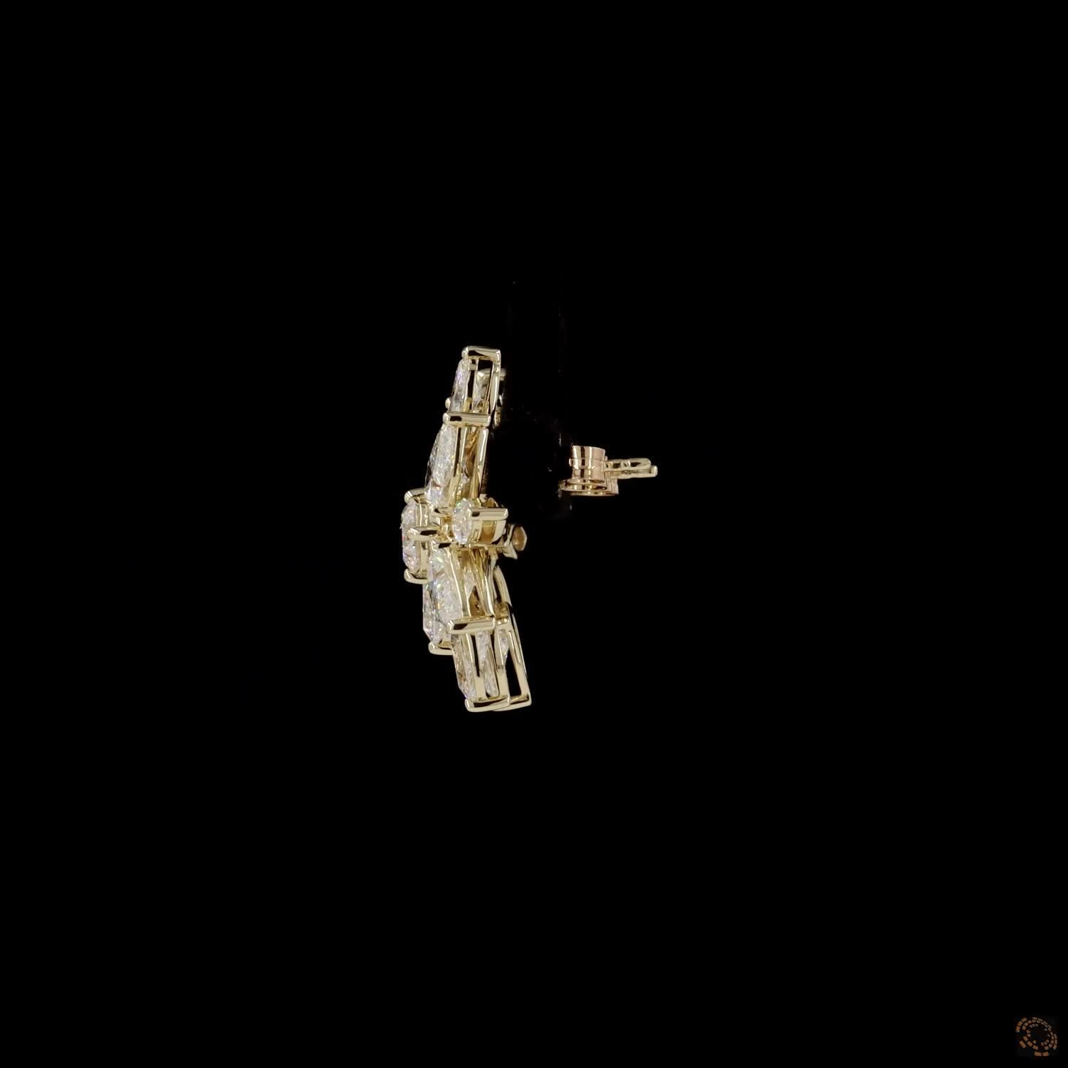 8.37 Ct Mixed Cut Diamond Floral Cluster Earrings in Yellow Gold