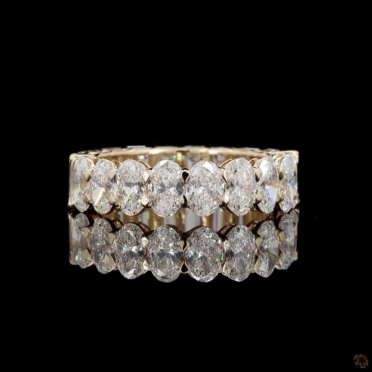 6.06 Ct Half Emerald Cut and Half Oval Cut Diamond Eternity Band in 14K Yellow Gold