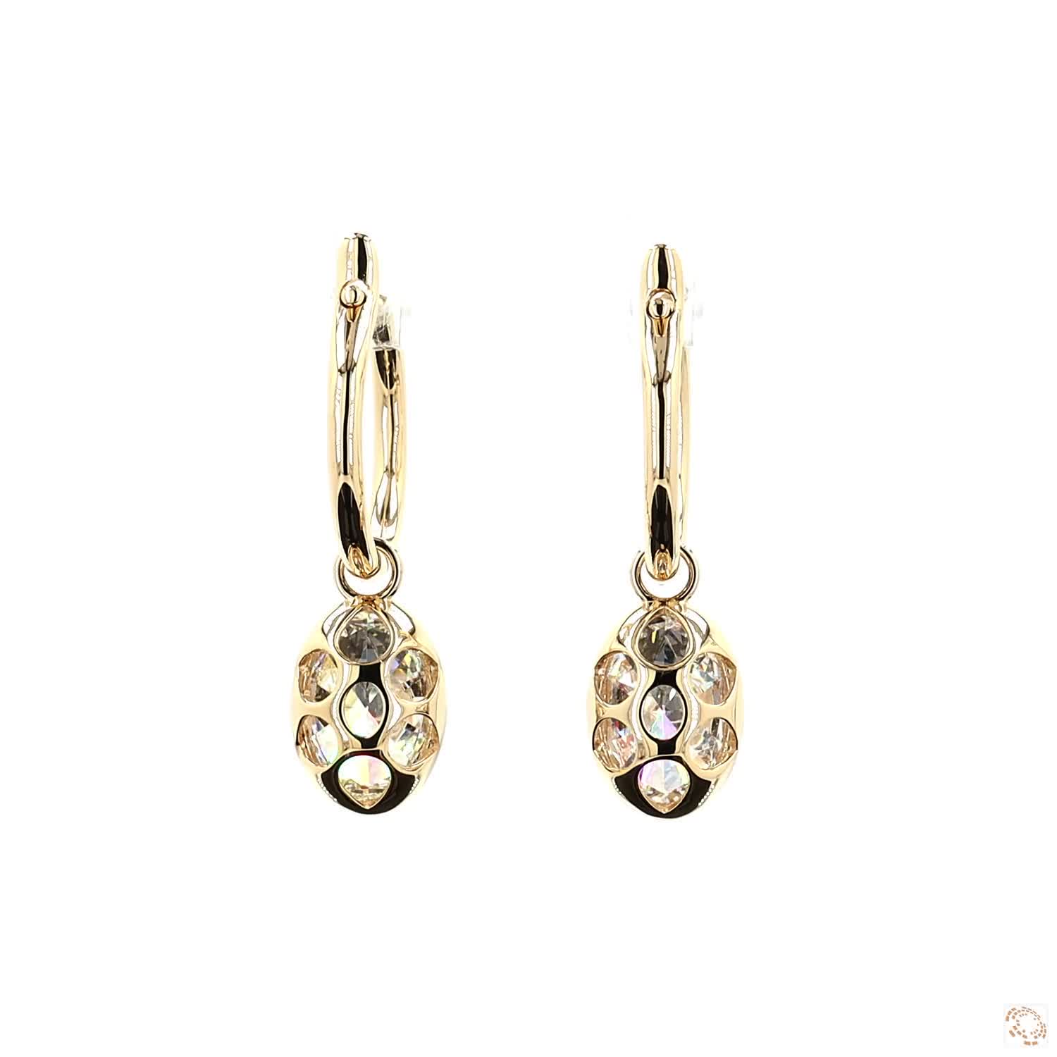 4.18 Ct Oval Cut Diamond Dangle Huggie Hoop Earrings, 14K Gold & Black Rhodium Oval Solitaire Drops