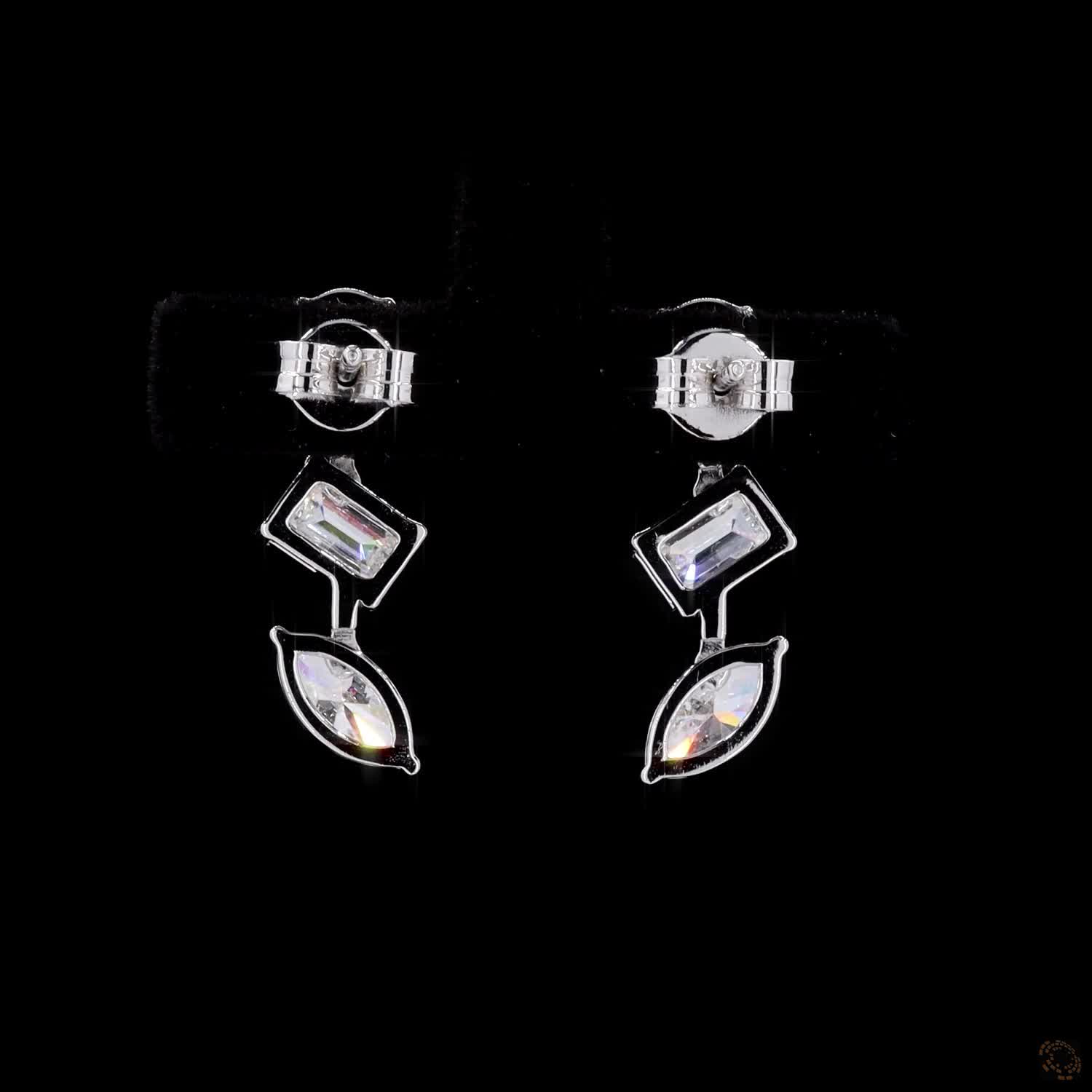 3.26 Ct White Gold Multi-Cut Geometric Drop Earrings