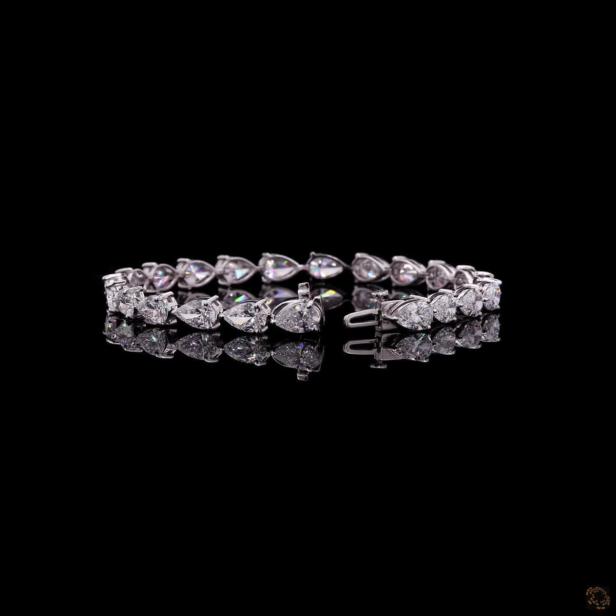 12.05 Ct Pear Cut  Fancy  Bracelet in 14K White Gold | Horizontal East-West Teardrop Diamond Alternative Line Bracelet