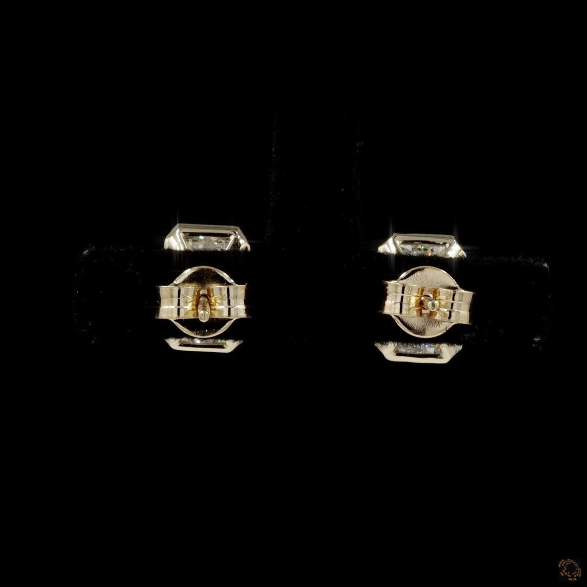 3.07 Ct 14K Yellow Gold Emerald Cut Diamond Bezel Set Solitaire Stud Earrings