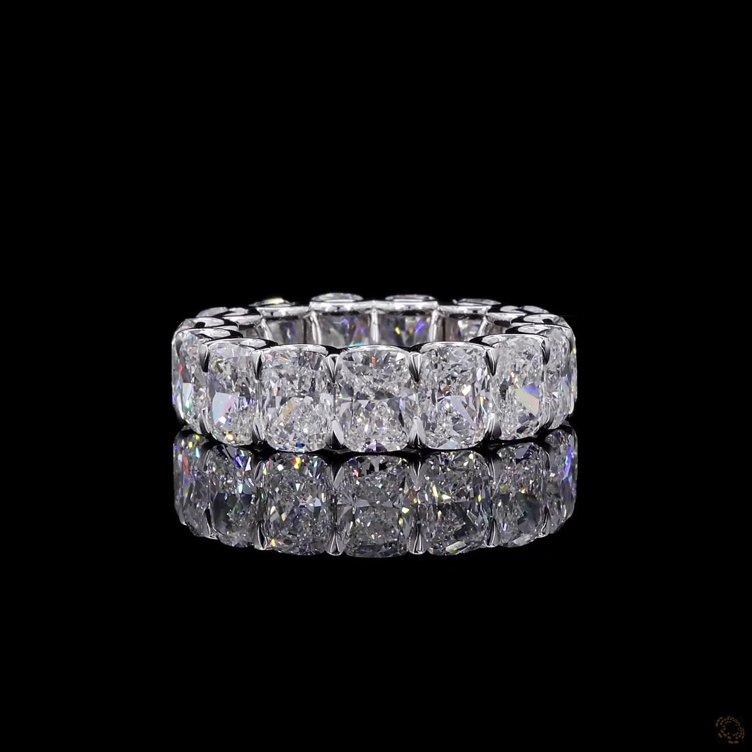10.62 Ct Cushion Cut Diamond Eternity Band in White Gold
