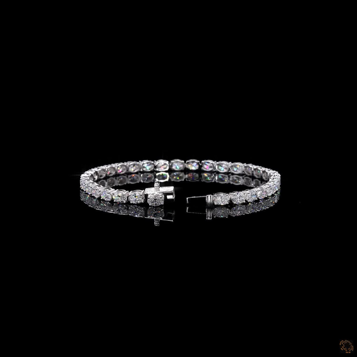 8.43 Ct East-West Oval Cut  Tennis Bracelet in 14K White Gold | Horizontal Oval Eternity Line Bracelet