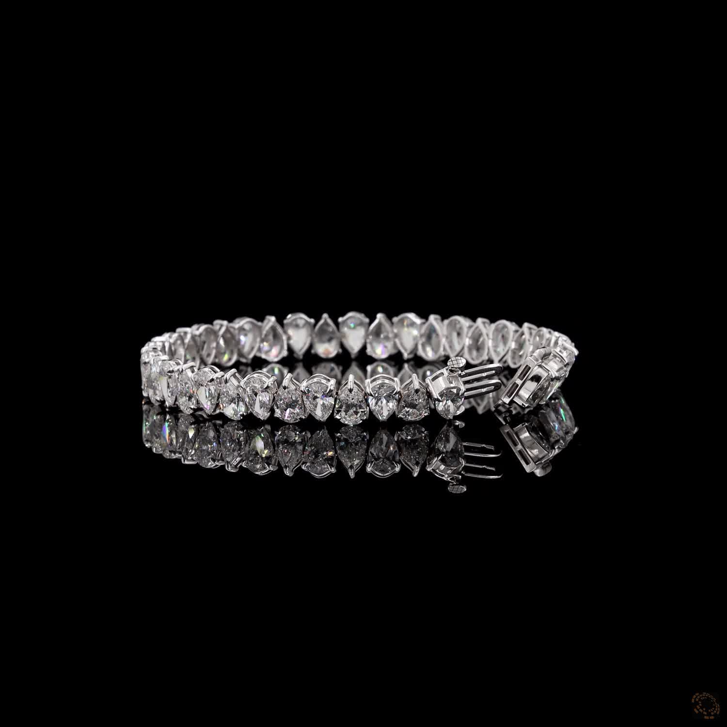 20.09 Ct White Gold Pear Shape Bracelet, Tear Drop Eternity Fancy  Bracelet, Elegant Bridal Fine Jewelry Gift