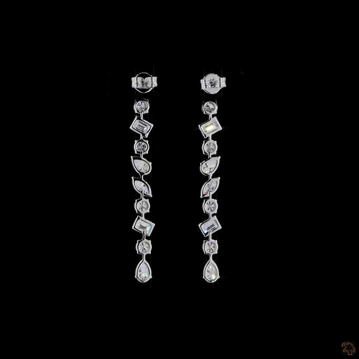 4.61 Ct Multi-Shape Diamond Linear Drop Earrings in White Gold