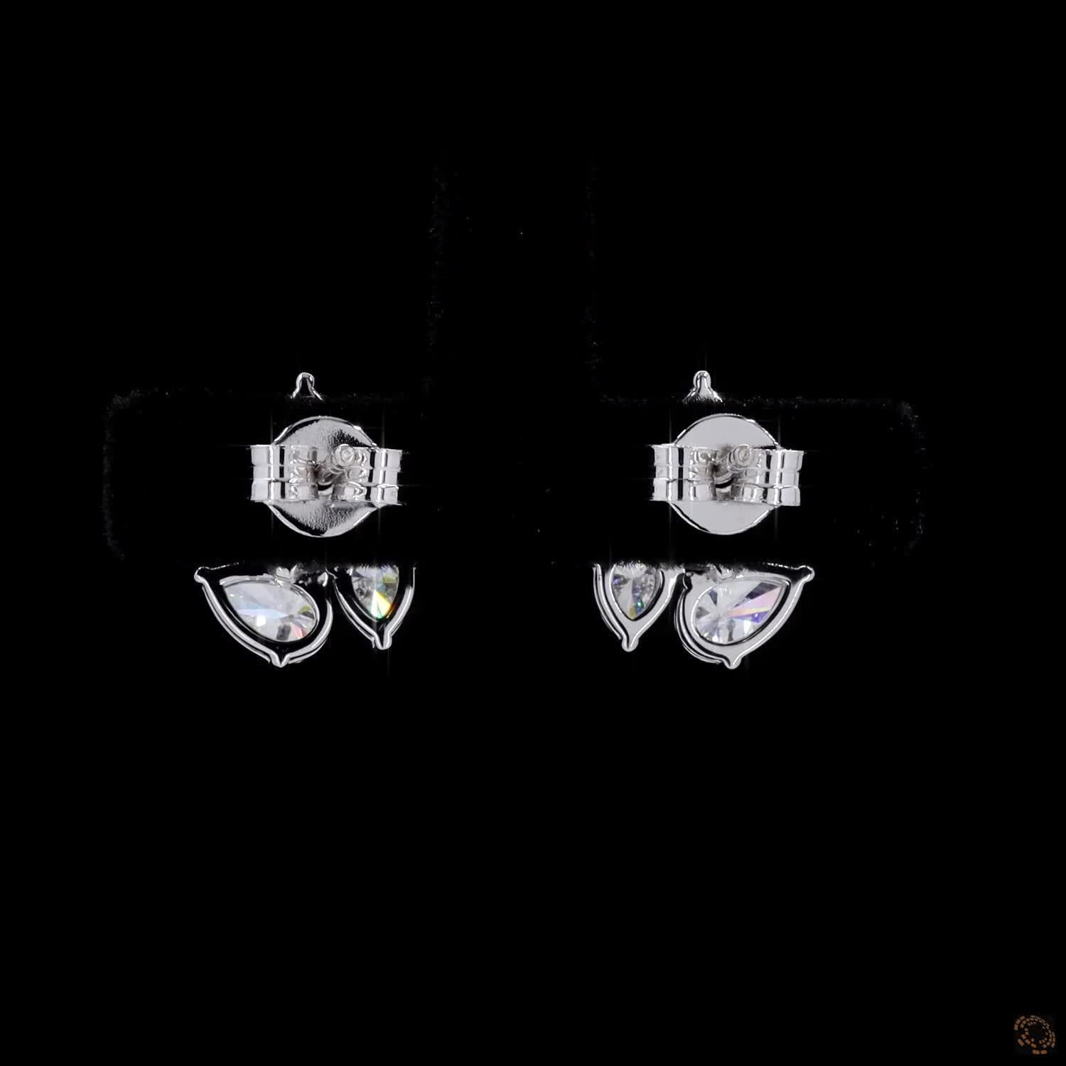 1.82 ct Pear Cut Diamond Fancy Stud Earrings in 14K White Gold