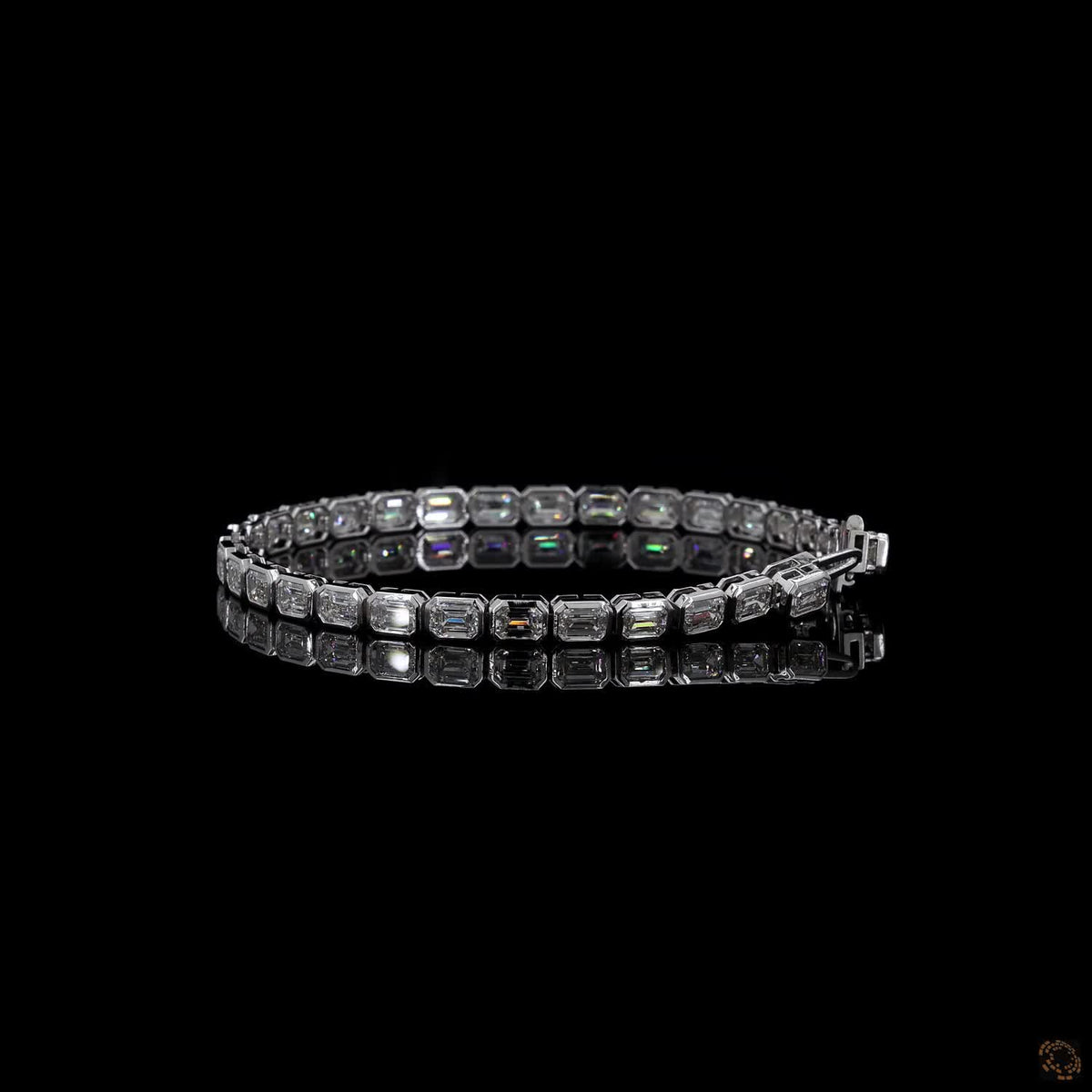 10.29 Ct Emerald-Cut Diamond Bezel Tennis Bracelet in 14K White Gold