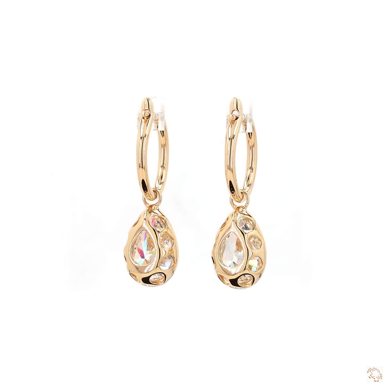 6.09 Ct Minimalist Pear Cut Gold Hoop Earrings | Elegant Drop Earrings for Women