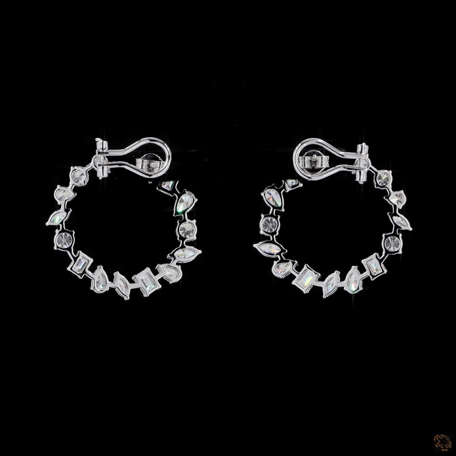 6.30 Ct DIAMOND HOOPS WITH ALTERNATING MIXED FANCY SHAPES