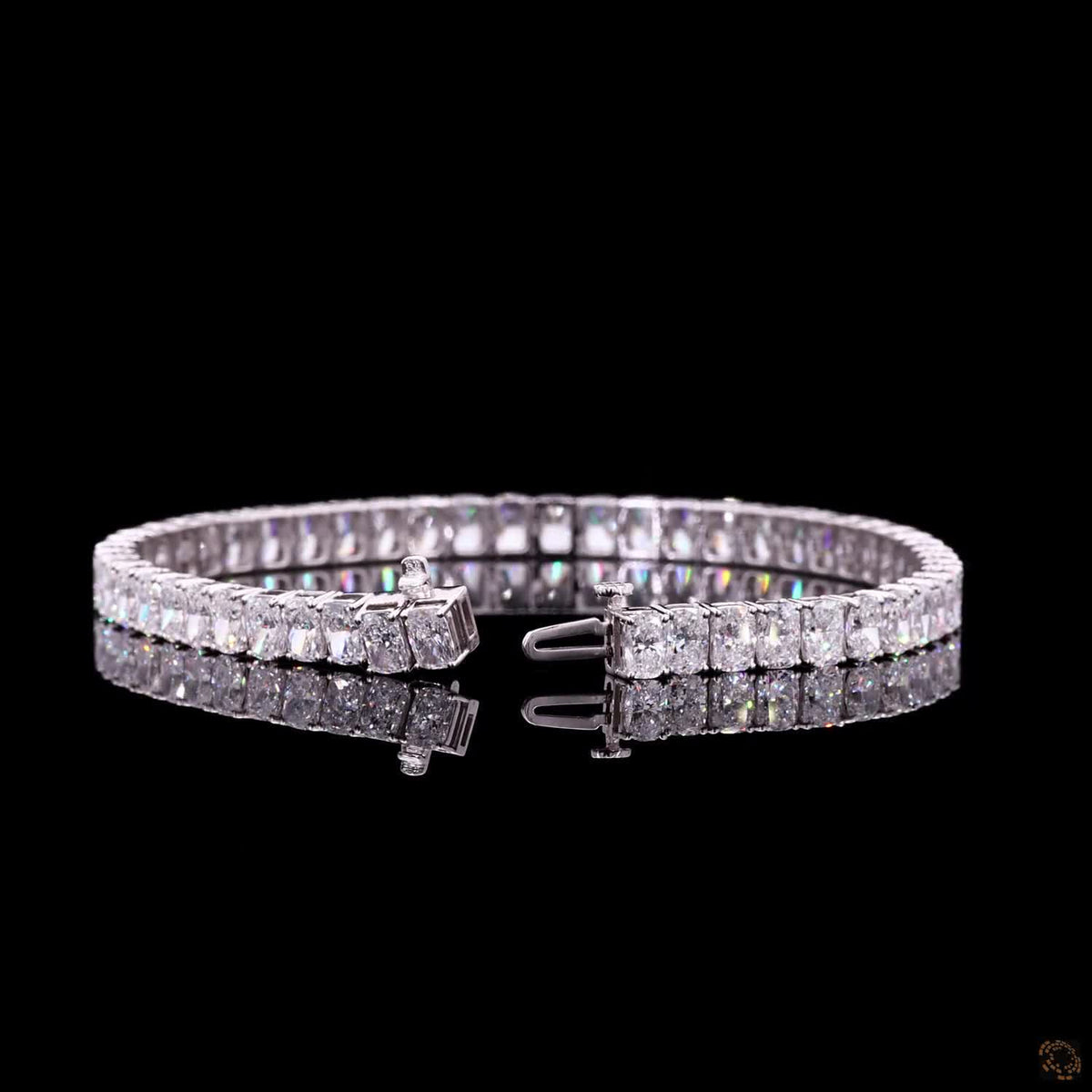 14.18 Ct Radiant Cut  Tennis Bracelet in 14K White Gold | Vertical North-South Radiant Diamond Alternative Line Bracelet
