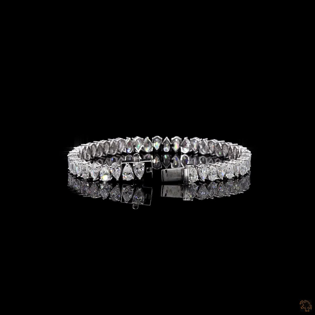 11.83 Ct 14K White Gold Pear Cut Fancy Bracelet with Double Safety Clasp