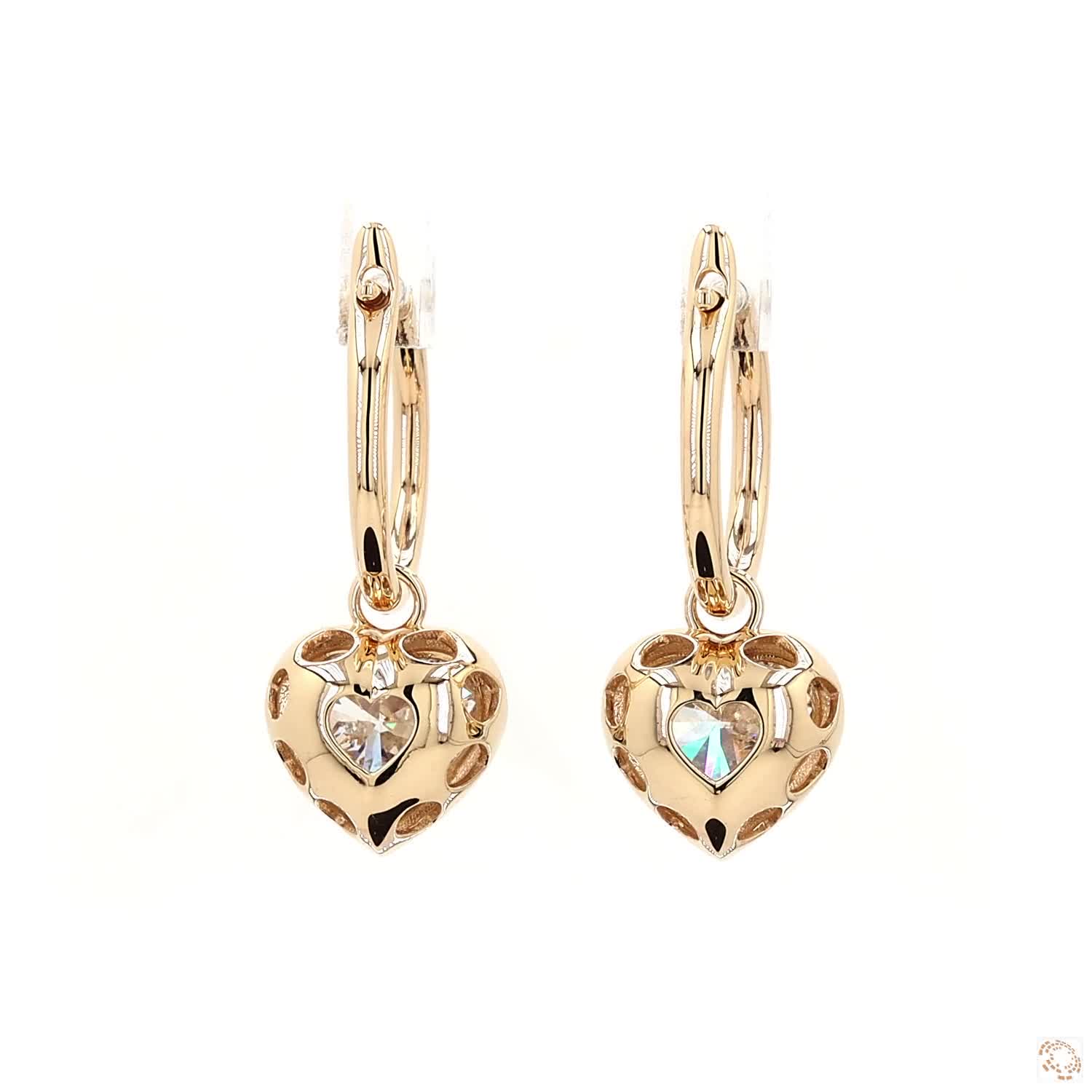 4.08 Ct Heart Diamond Black Rhodium Bezel Huggie Charm Earrings