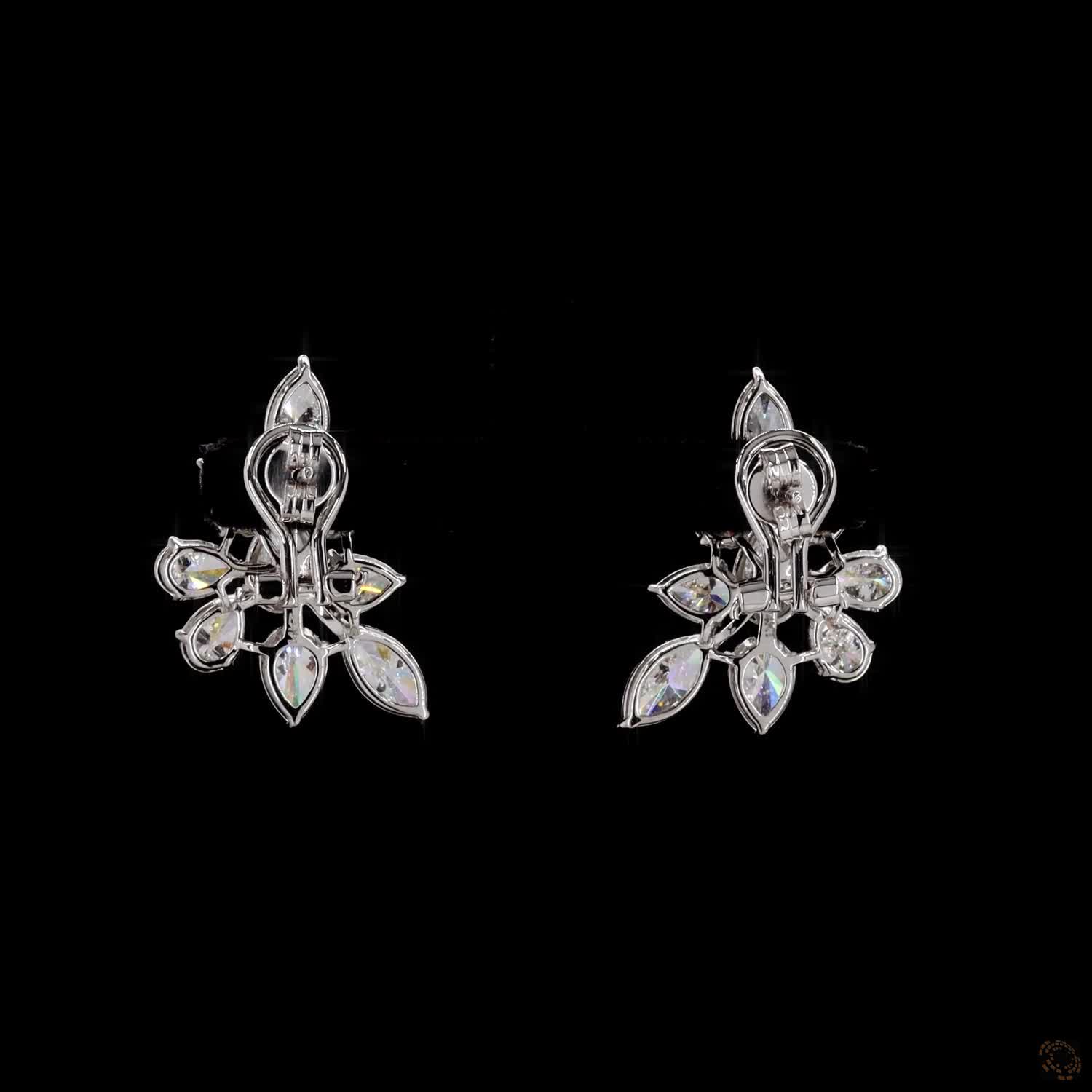 8.10 Ct Multi-Cut Pear Marquise Diamond Cluster Earrings in White Gold