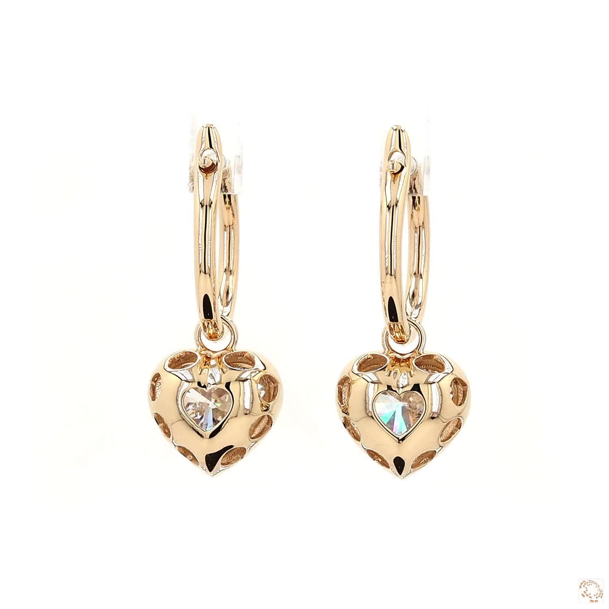 4.08 Ct Heart Diamond Black Rhodium Bezel Huggie Charm Earrings