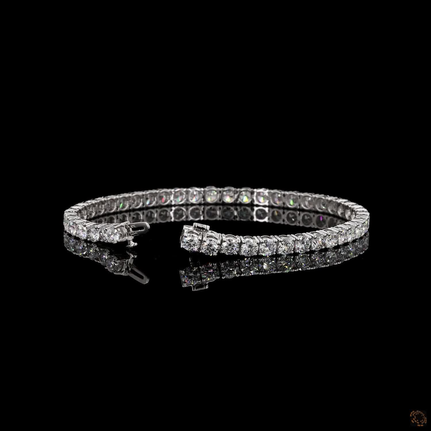 9.41 Ct Round Diamond Eternity Line Bracelet in White Gold