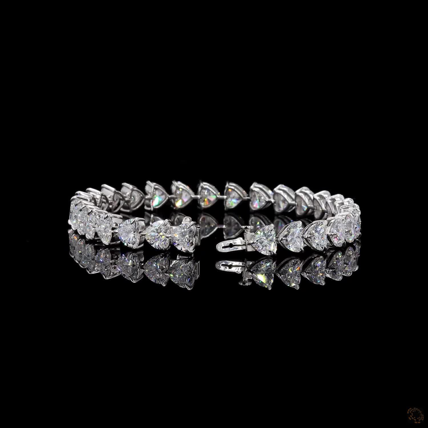 22.70 Ct Heart Shaped Diamond Eternity Tennis Bracelet in White Gold