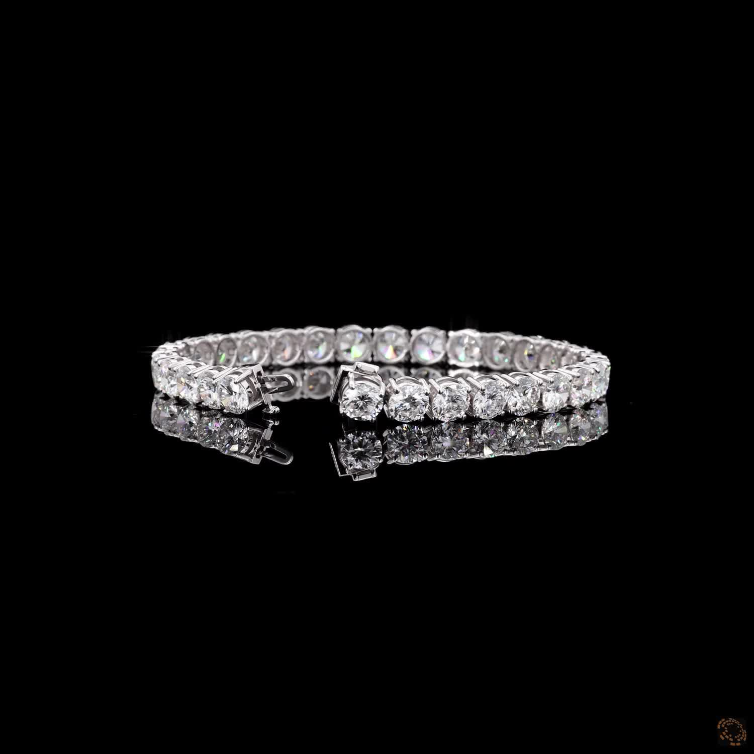 22.78 Ct Round Brilliant Cut Diamond Tennis Bracelet in 14K White Gold – Classic 4-Prong Setting