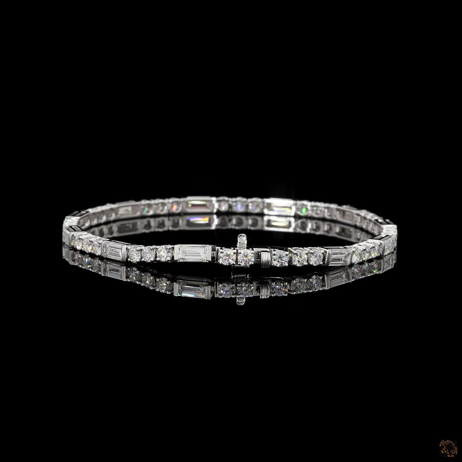 4.75 Ct 14K White Gold Round  Dainty Tennis Bracelet with Double Latch Box Clasp