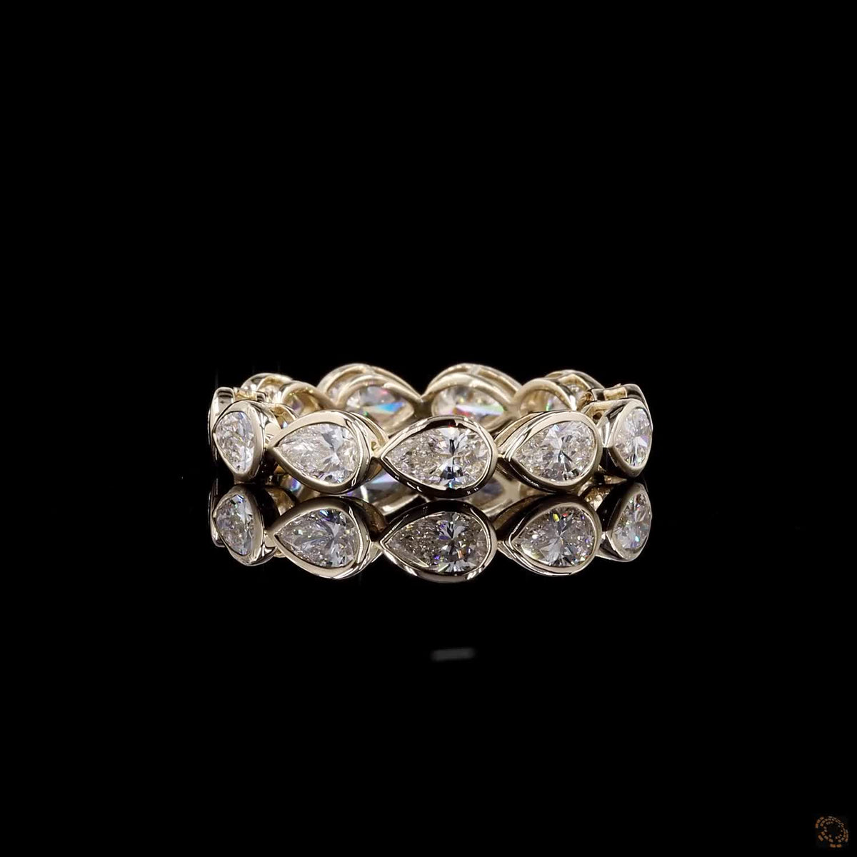 7.89 Ct 14K Gold Pear Cut Diamond Eternity Band Ring | Luxury Teardrop Diamond Wedding & Anniversary Ring