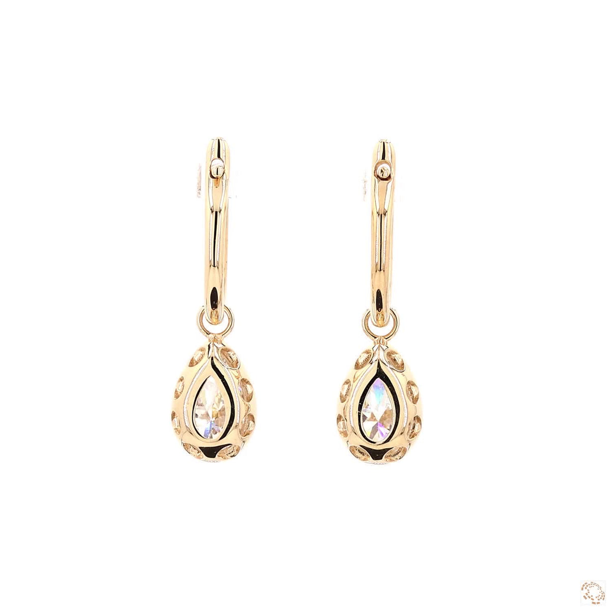 3.16 Ct Pear Diamond Black Rhodium Bezel Huggie Charm Earrings
