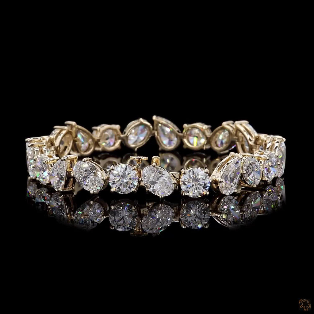24.59Ct Lab Grown Diamond 14k Yellow Gold Multishape Diamond Bracelet