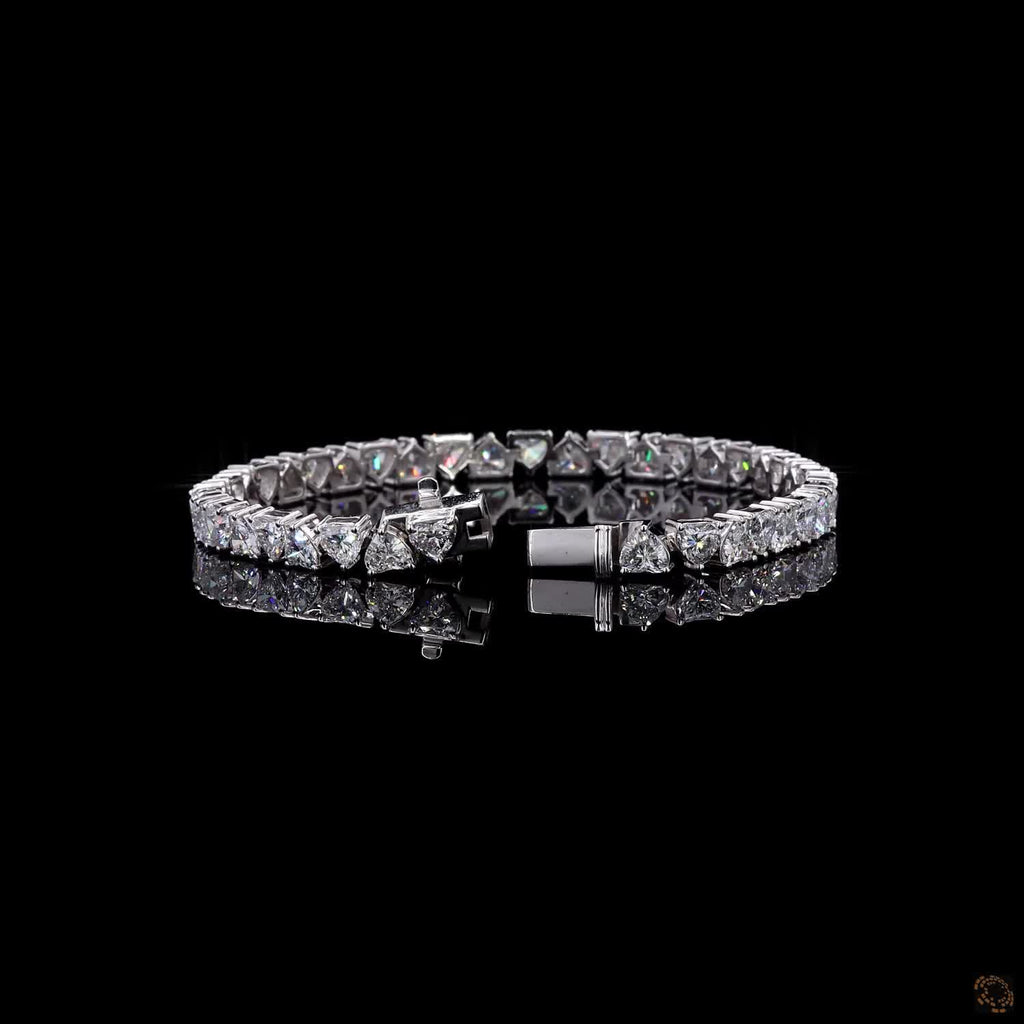 10.70Ct 14k White Gold Heart Round Synthetic Diamond Bracelet Customize