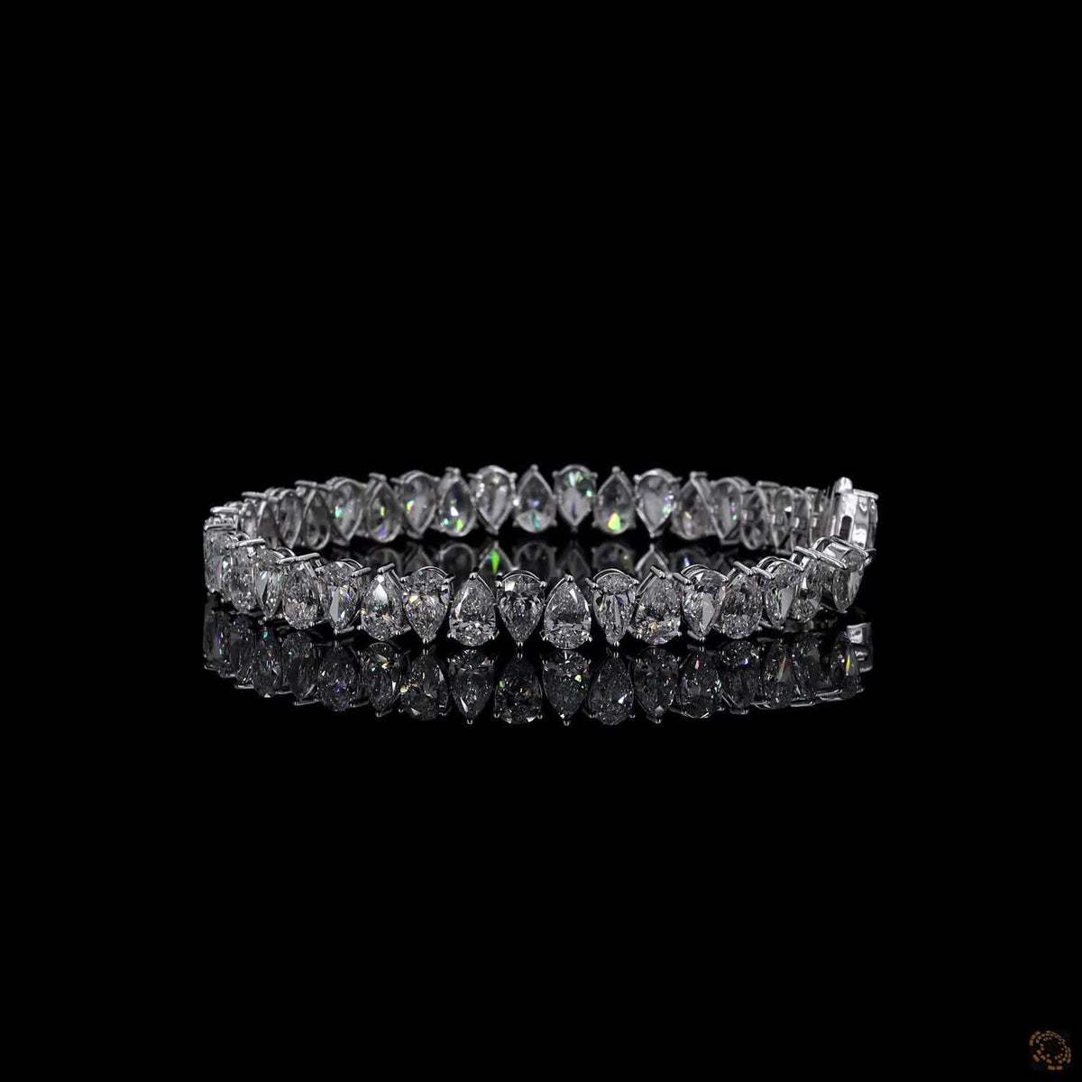 10.12 Ct  Pear Cut Diamond Tennis Bracelet in White Gold