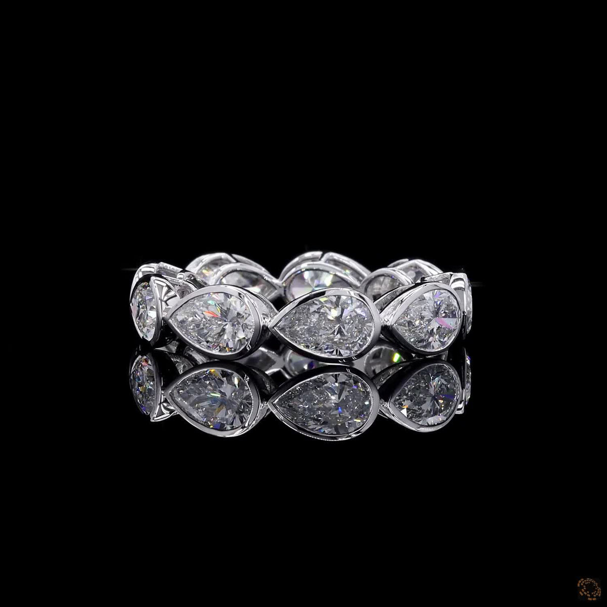 5.16 Ct Bezel Set Pear Cut lab-grown Diamond Eternity Ring
