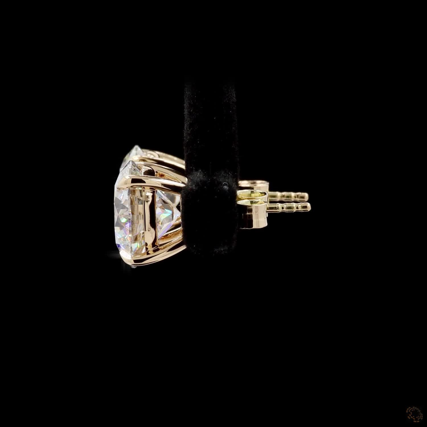 7.15 Ct Round Diamond Solitaire Stud Earrings, High-Polish 14K Yellow Gold 4-Prong Claw Earrings for Women