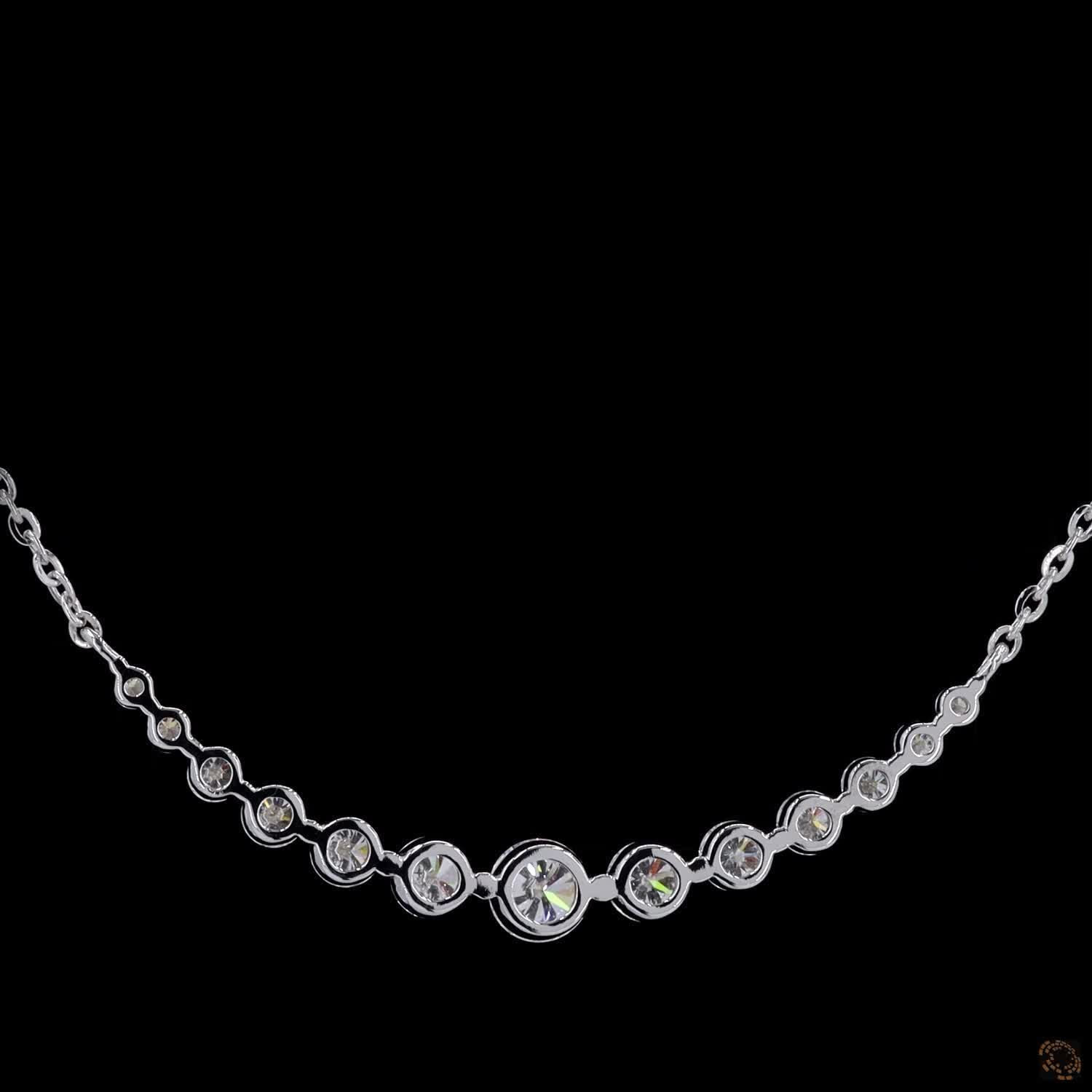 2.10 Cts Necklace with Brilliant Round-Cut Stones in White Gold