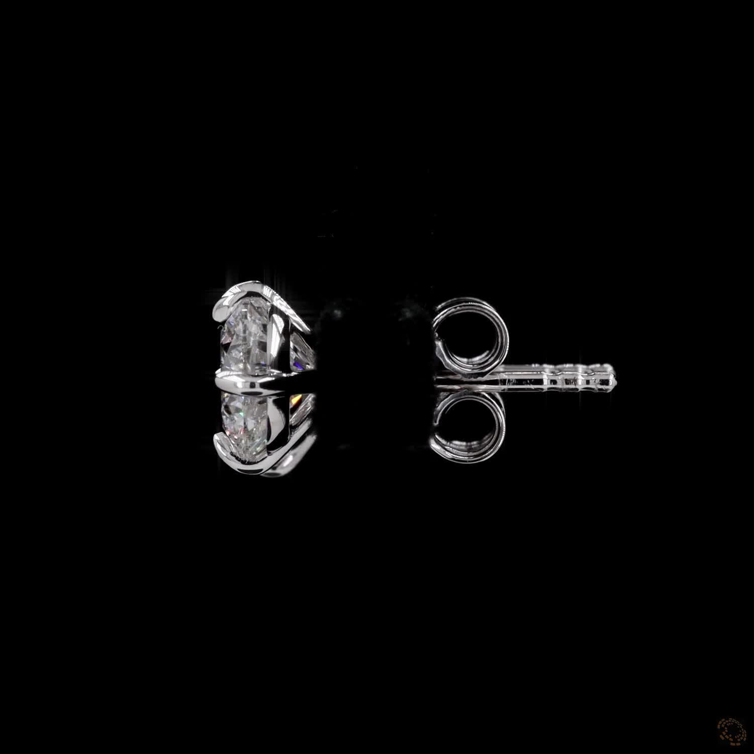 0.50 ct Solid 14K White Gold Round Brilliant Diamond Stud Earrings – Compass Point Split-Claw Solitaire Studs
