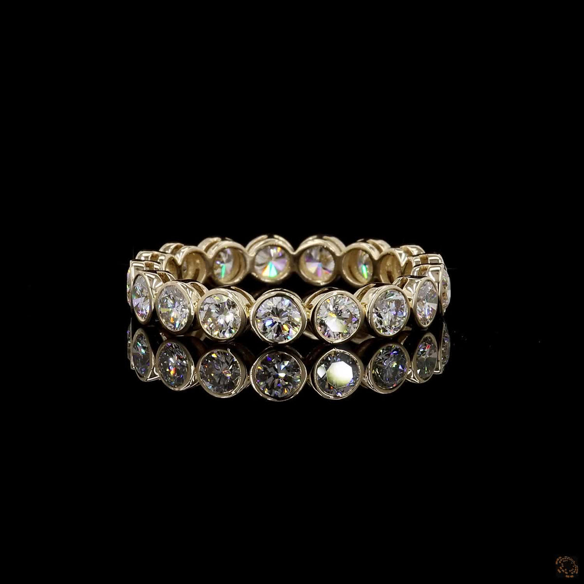1.90 Ct Round Cut Diamond Bezel Eternity Band – 14K Yellow Gold Floating Bezel Wedding Ring