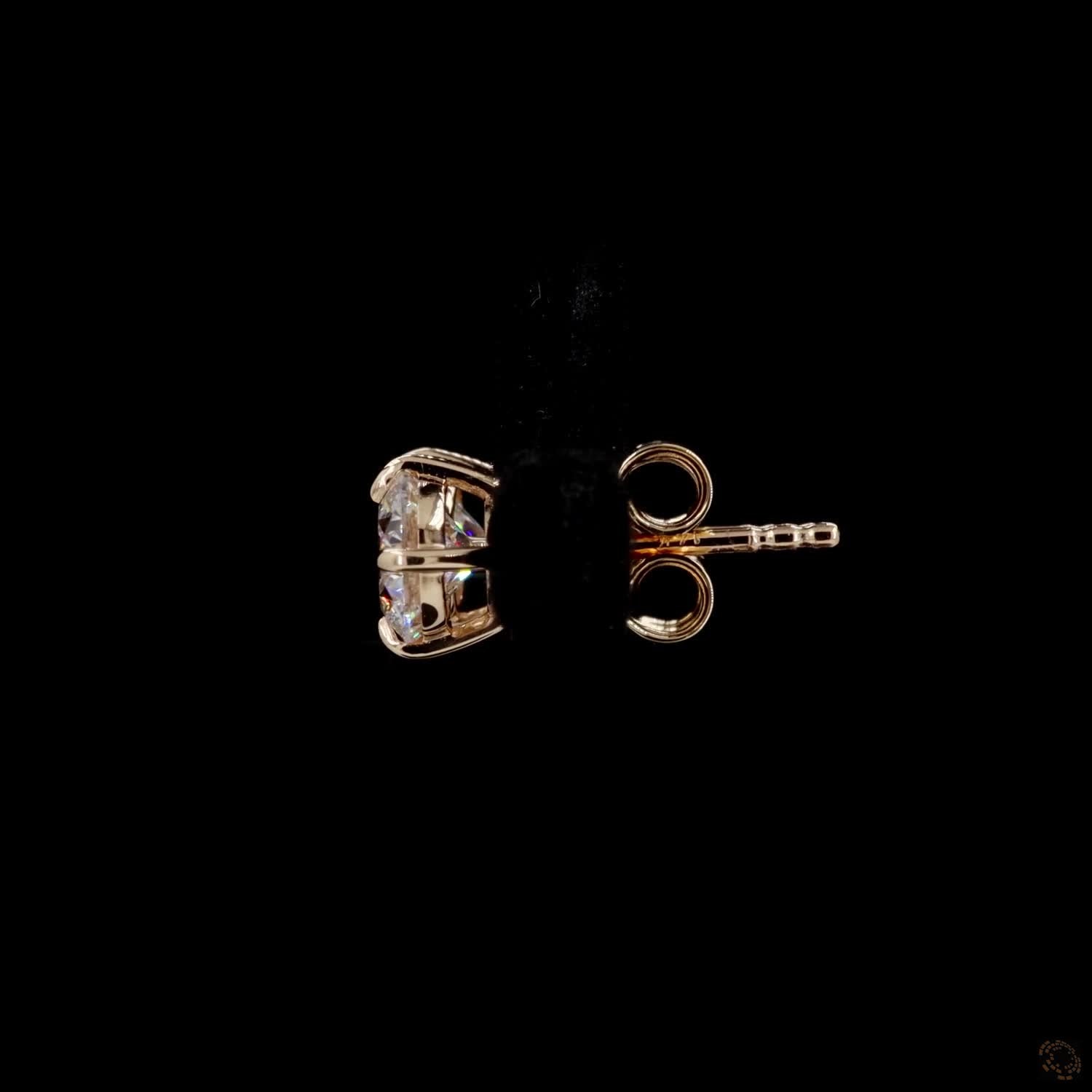 1.43 Ct Round Diamond Solitaire Stud Earrings, High-Polish 14K Yellow Gold Compass-Set Single-Claw Studs for Women
