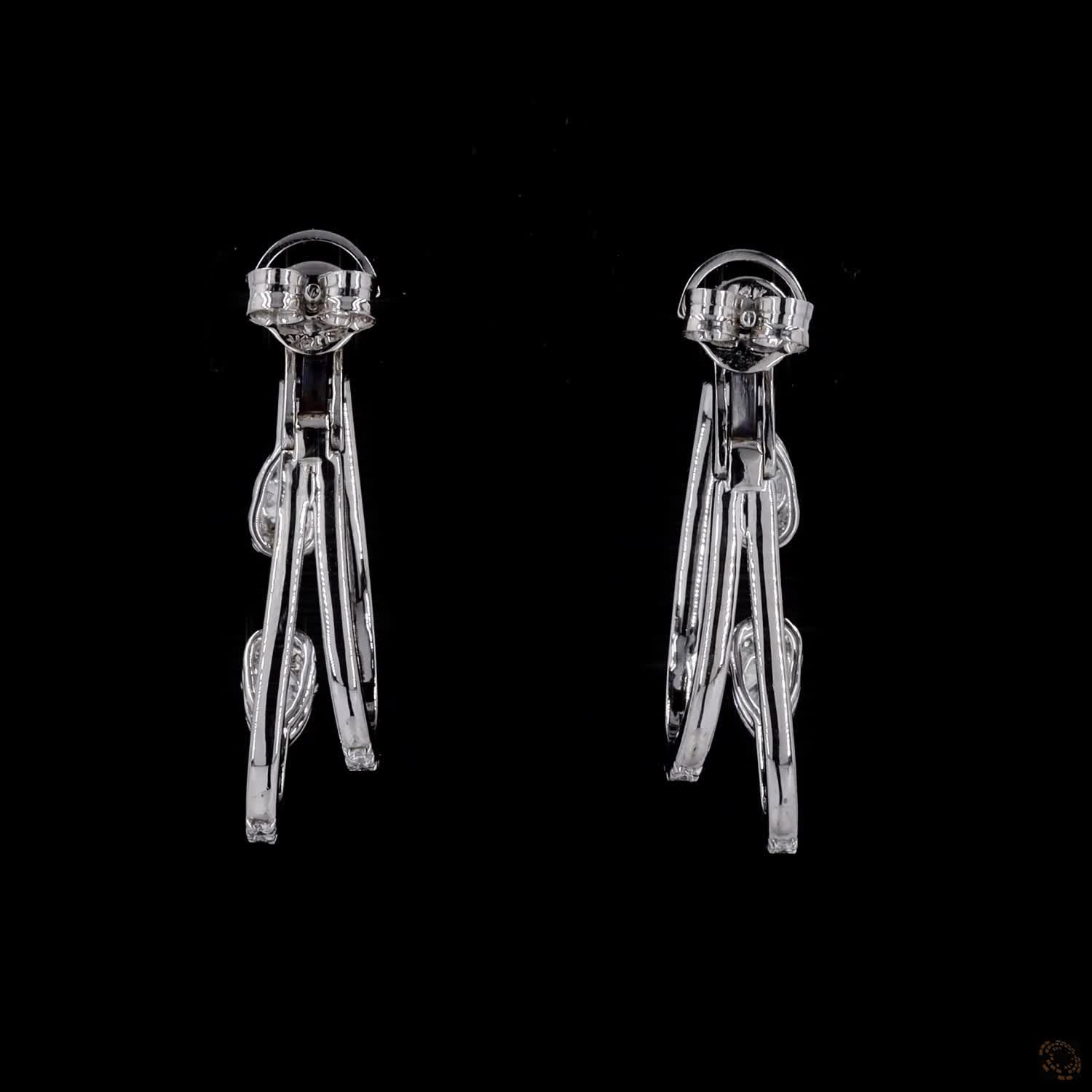 2.47 Ct Pear Cut Accent Double Strand Hoop Earrings in White Gold