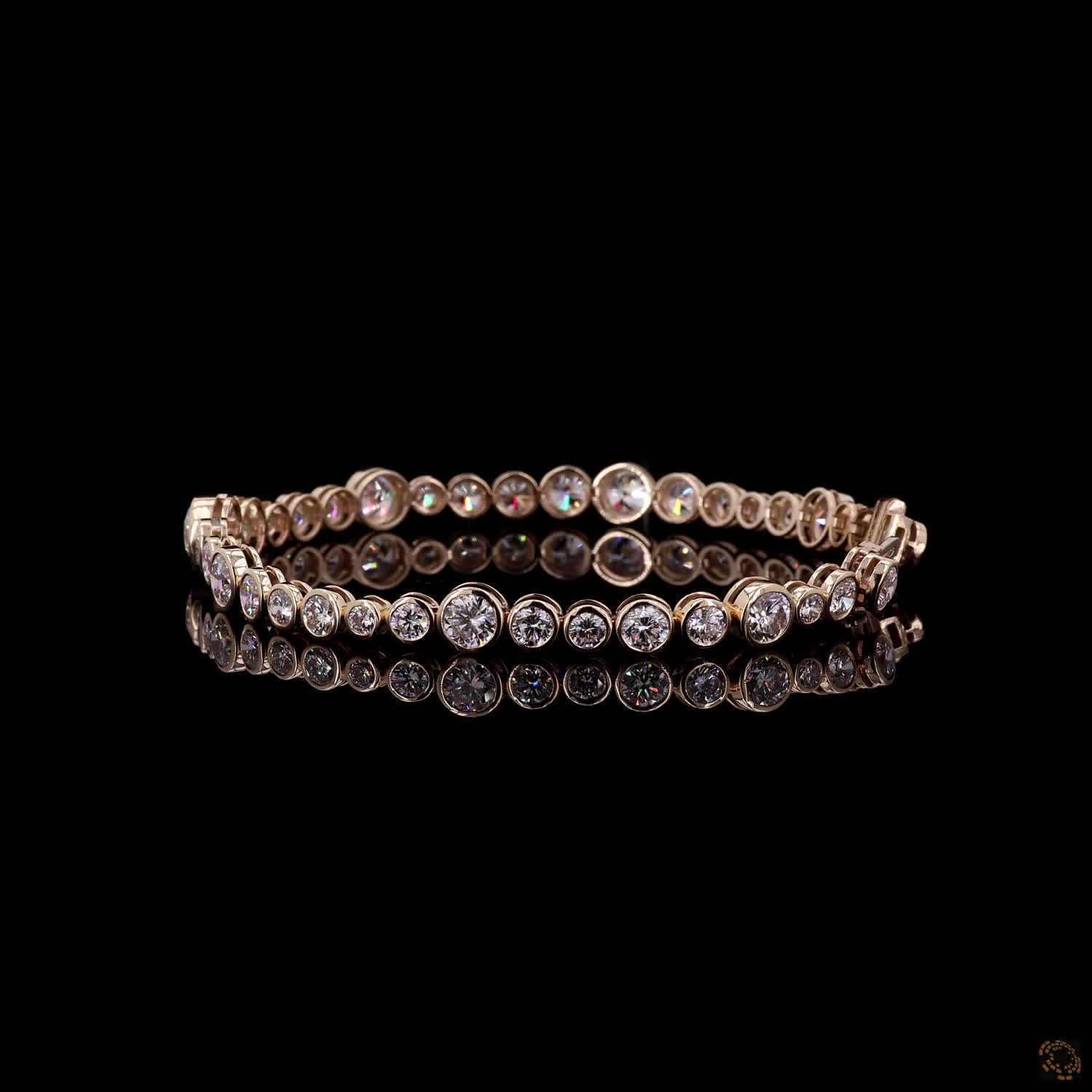 9.99 Ct Yellow Gold Bezel Fancy Bracelet, Round Brilliant Moissanite Eternity Bracelet, Modern Minimalist Stackable Bridal & Anniversary Jewelry (Copy)