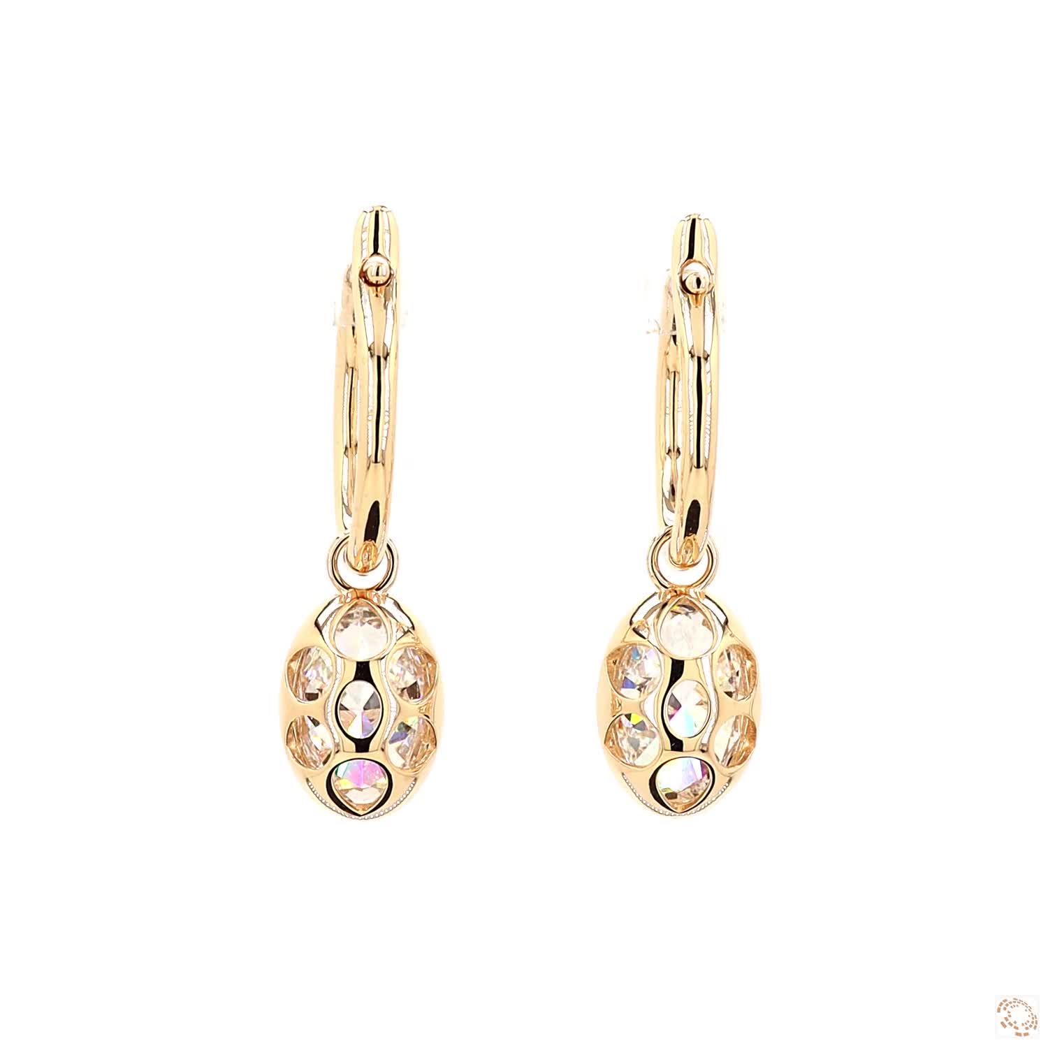 4.20 Ct Oval Cut Diamond Drop Huggie Earrings in 14K Two-Tone Gold | Vertical Solitaire Dangle Hoops