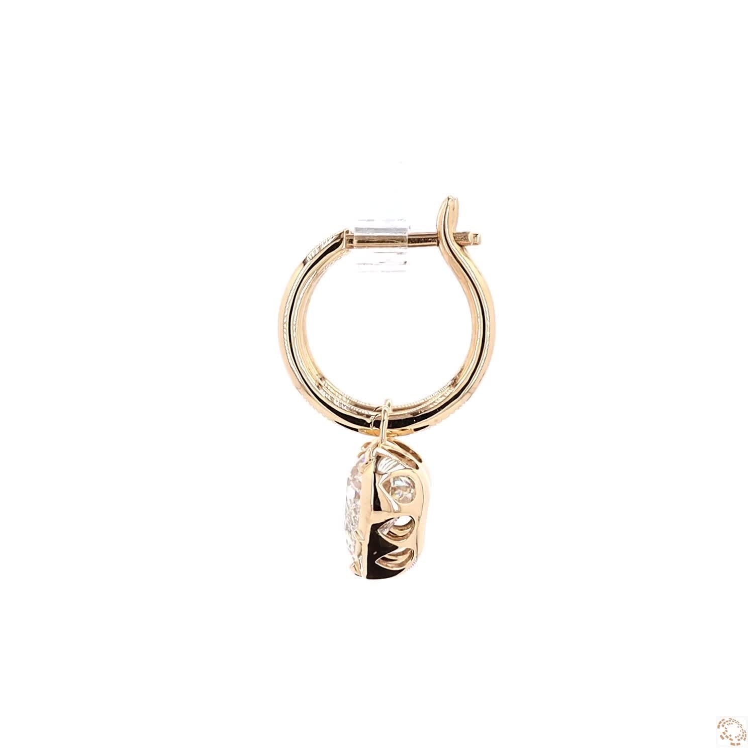 5.16 Ct Luxury Heart Cut Georgian Earring | 14K Yellow Gold Heart Hoop Earrings