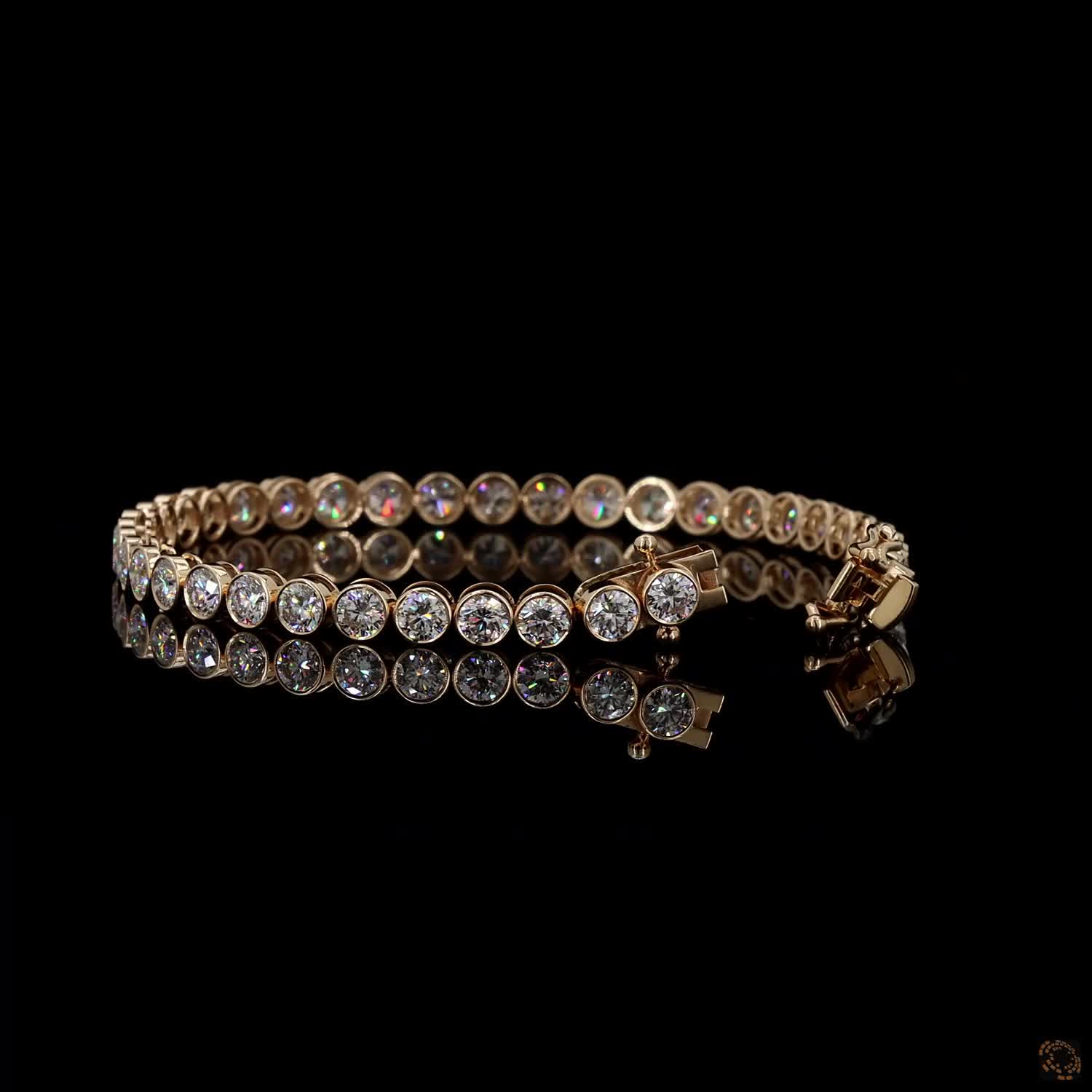 12.85 Ct Gold-Tone Round Crystal Tennis Bracelet for Women – Elegant Sparkling Bracelet